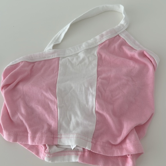Pink and white tank top cropped, XS - Picture 3 of 3